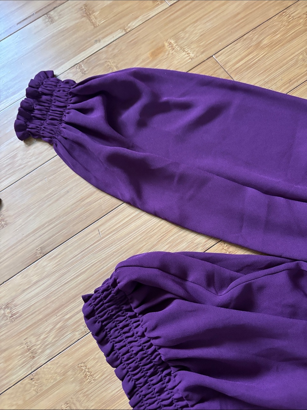 VENUS Deep Plum Ruffled Smocked Top - Picture 4 of 7